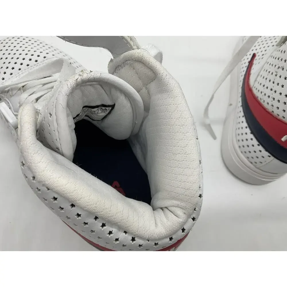 FILA‎ Shoes Mens 5.5 White Perforated High Top Strap Athletic Casual Sneakers
